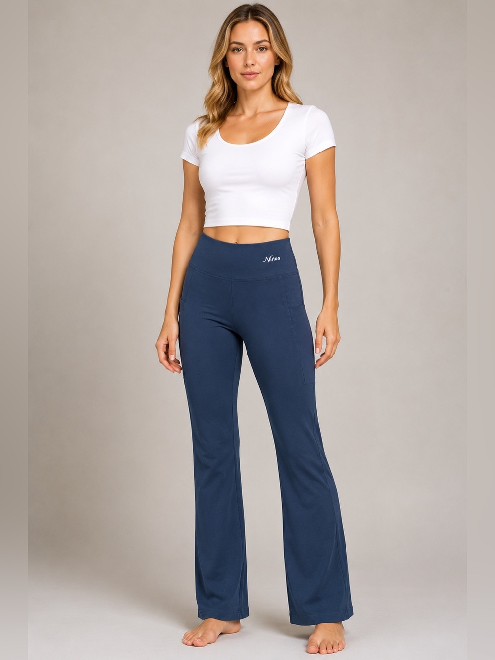 Nirlon Yoga Pants Size 6 Bootcut Botton Hem Side Pocket Stretch Pull On Israel